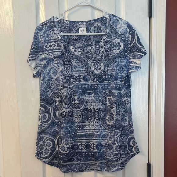 Style & Co. Navy and White Patterned Blouse - Picture 1 of 4